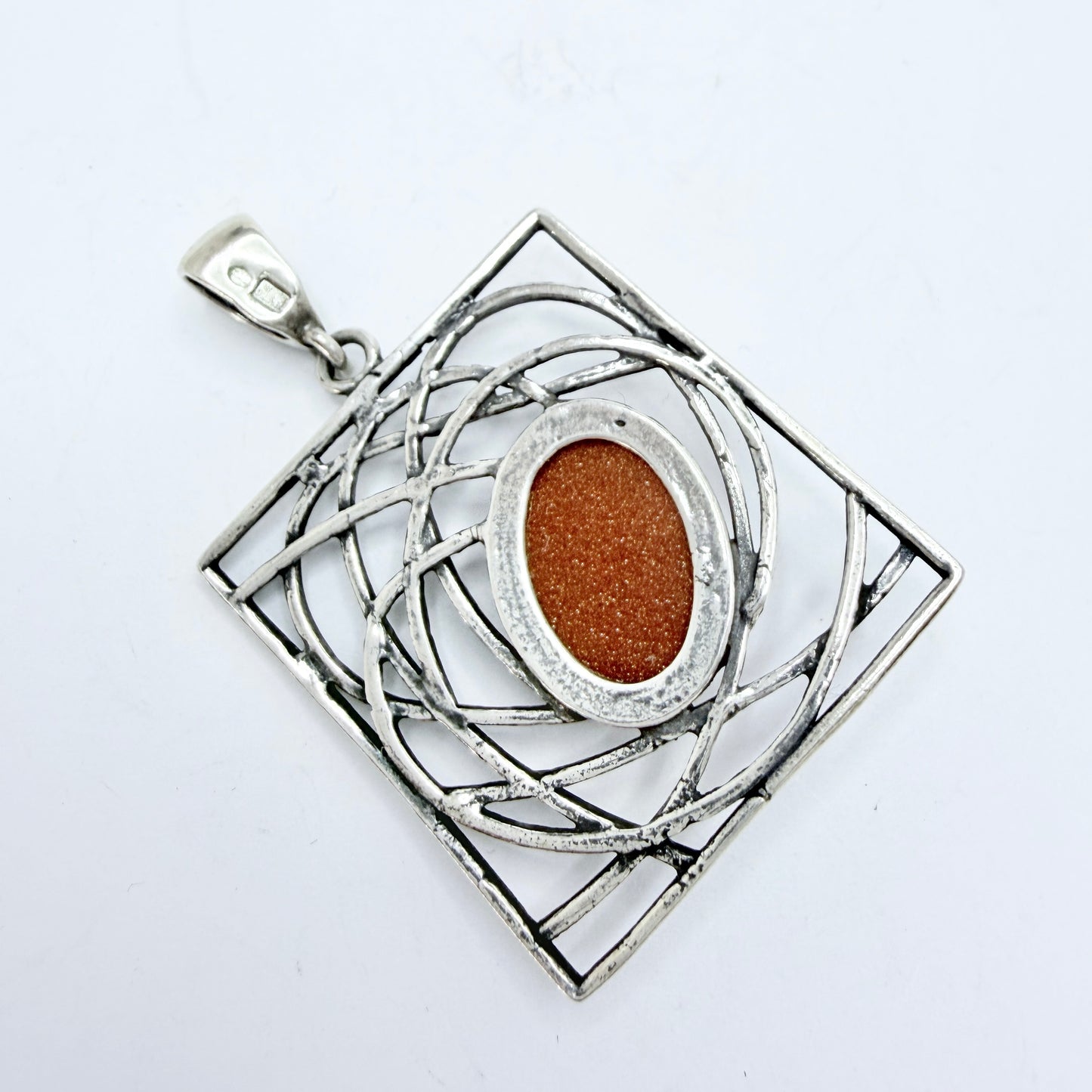 Warsaw, Poland. Vintage Sterling Silver Goldstone Pendant.
