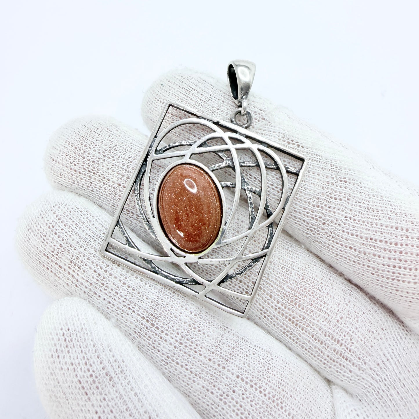 Warsaw, Poland. Vintage Sterling Silver Goldstone Pendant.