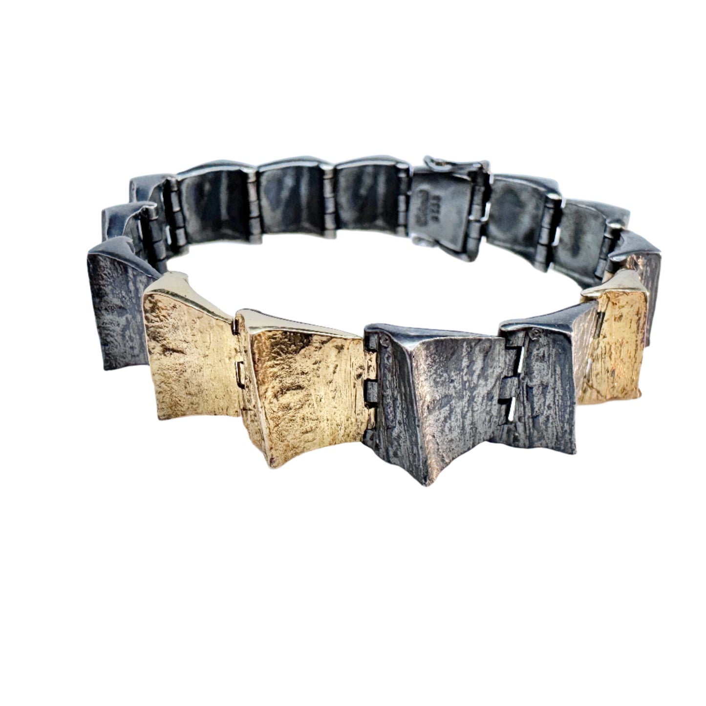Toftegaard, Denmark. Bold Vintage 14k Gold Sterling Silver Bracelet.