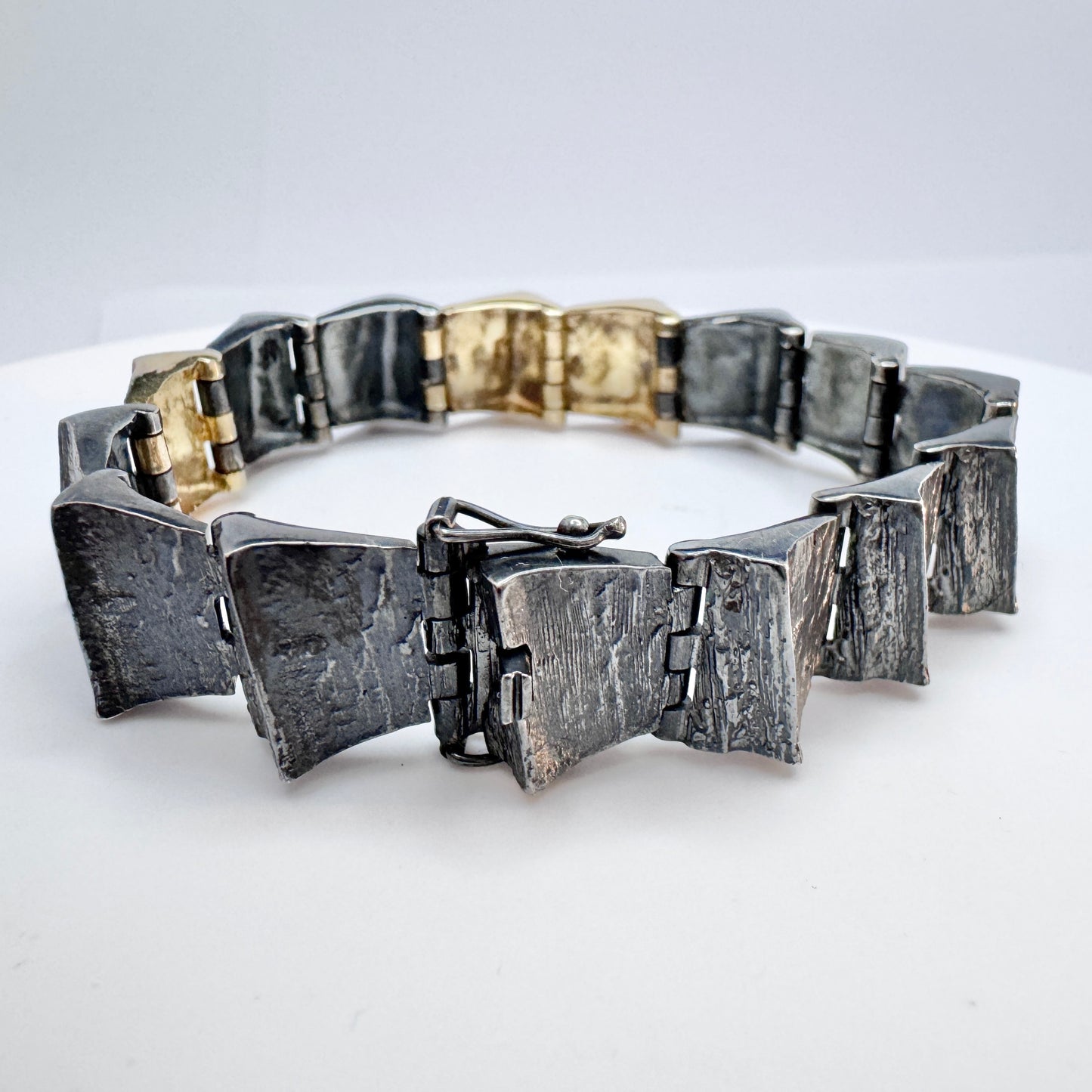 Toftegaard, Denmark. Bold Vintage 14k Gold Sterling Silver Bracelet.