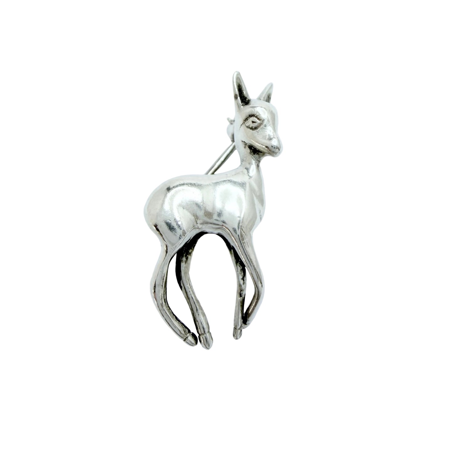 Hugo Ahlin, Sweden 1949. Vintage Solid Silver Bambi Deer Fawn Brooch.