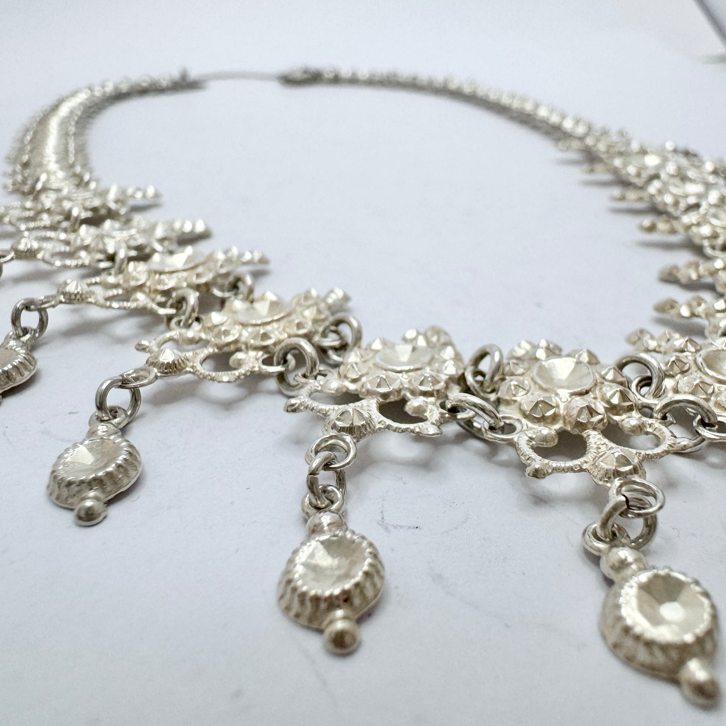 Early 1900s. Solid Silver Fringe Necklace.