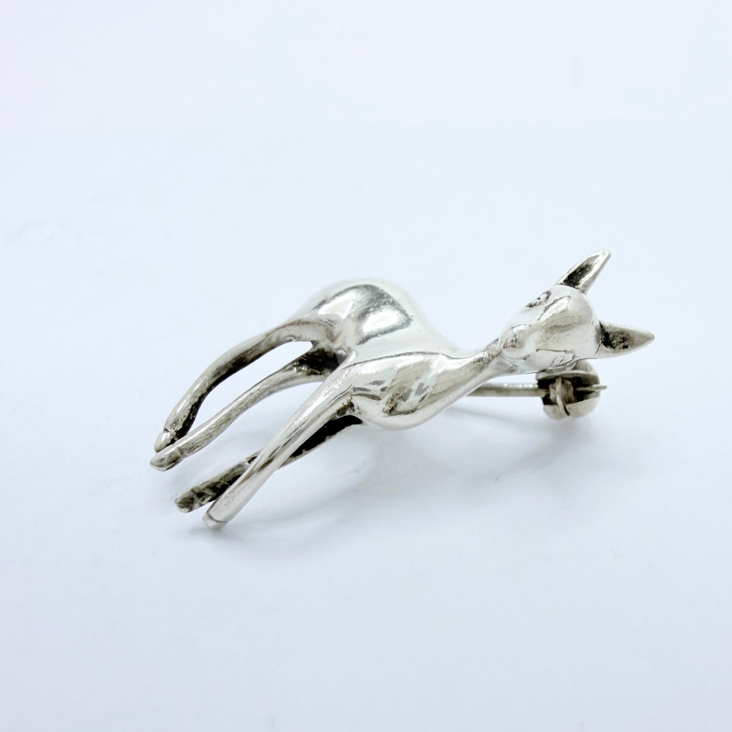 Hugo Ahlin, Sweden 1949. Vintage Solid Silver Bambi Deer Fawn Brooch.