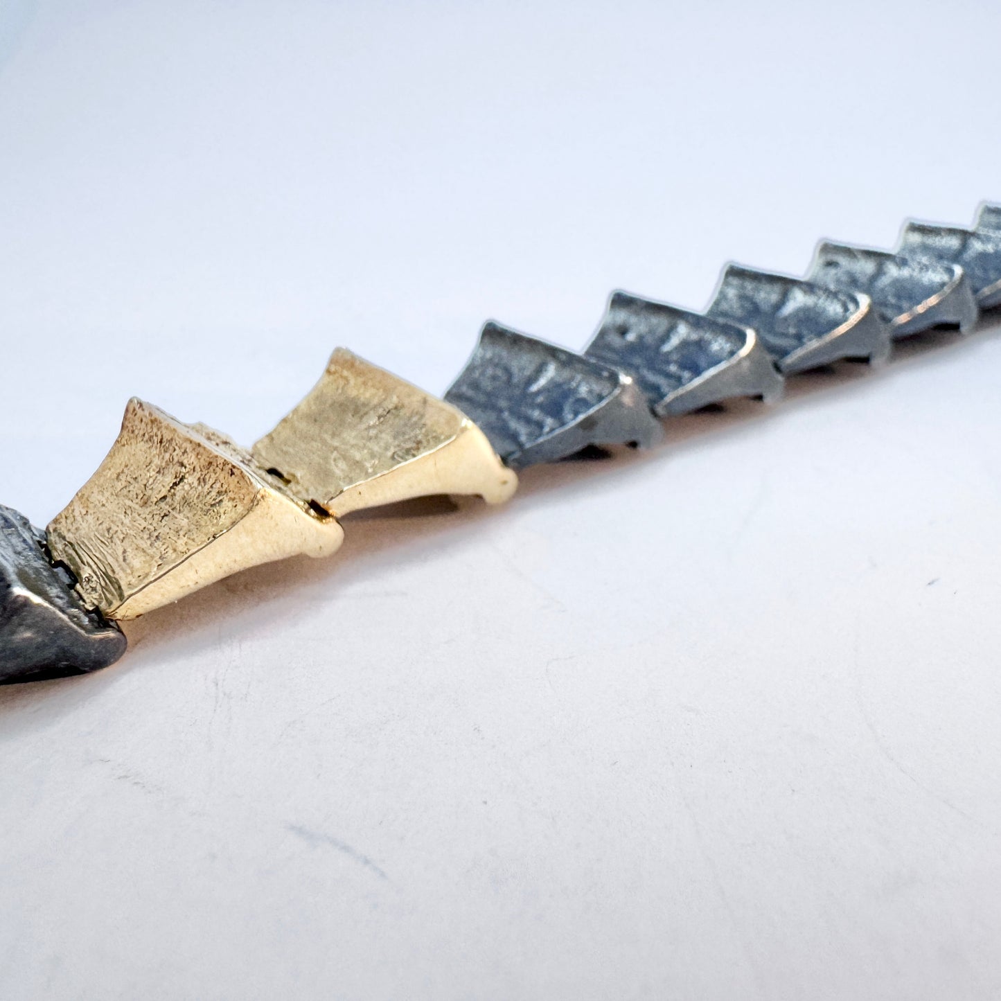 Toftegaard, Denmark. Bold Vintage 14k Gold Sterling Silver Bracelet.