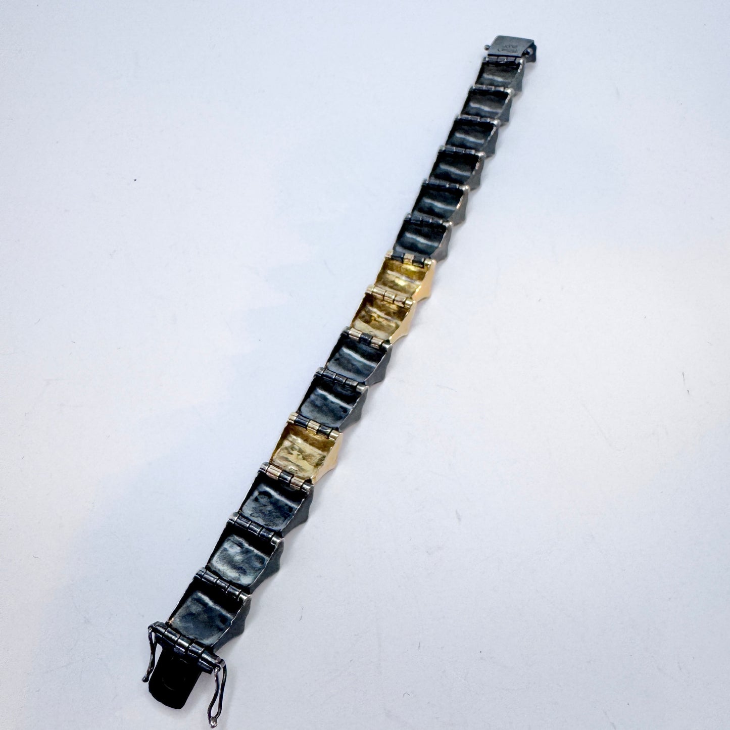 Toftegaard, Denmark. Bold Vintage 14k Gold Sterling Silver Bracelet.