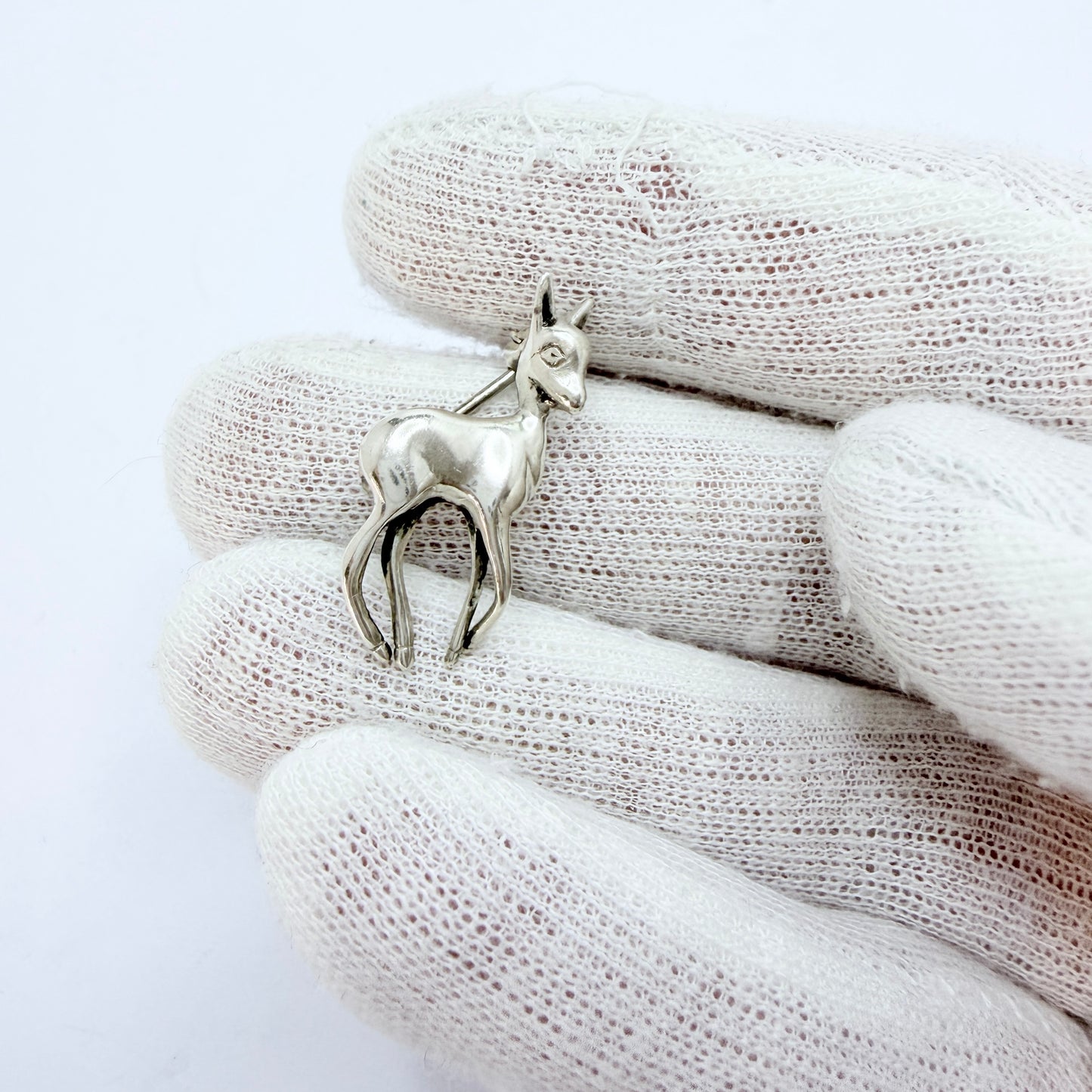Hugo Ahlin, Sweden 1949. Vintage Solid Silver Bambi Deer Fawn Brooch.