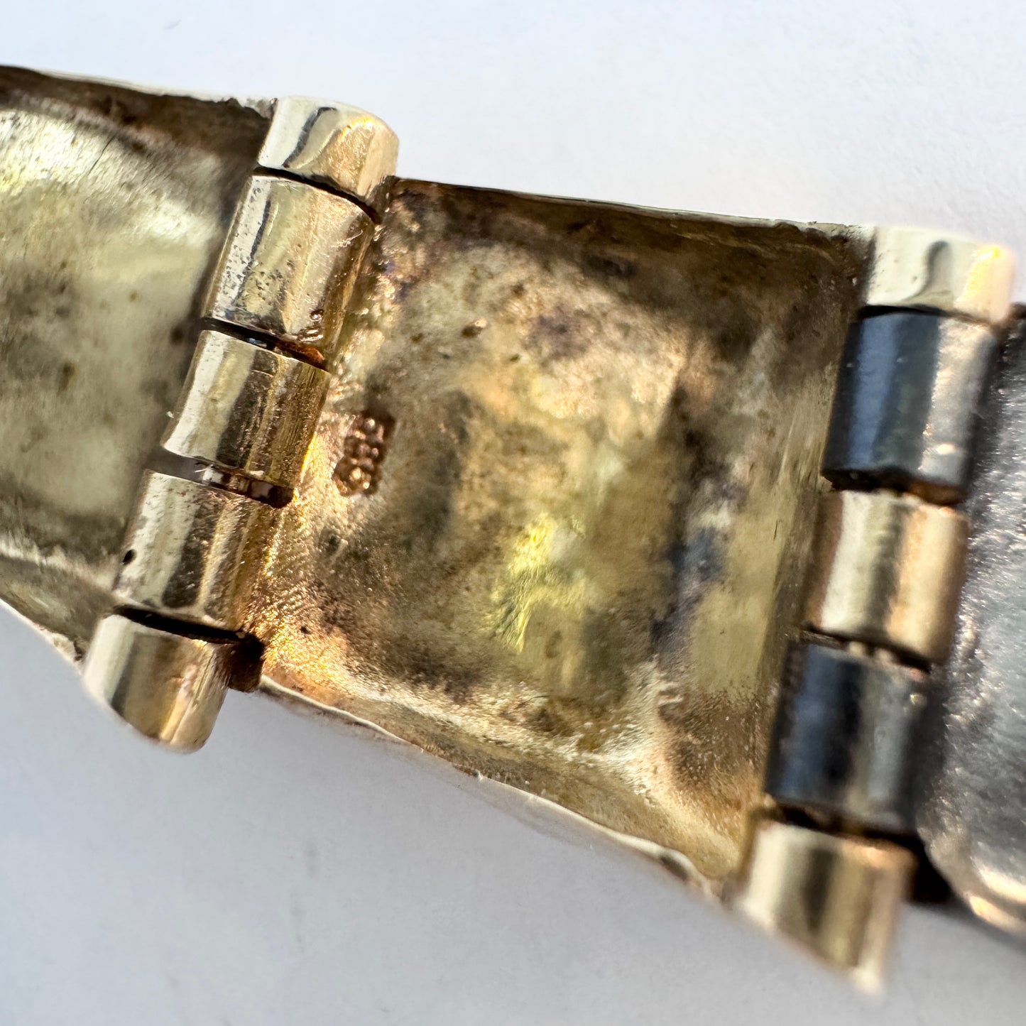 Toftegaard, Denmark. Bold Vintage 14k Gold Sterling Silver Bracelet.