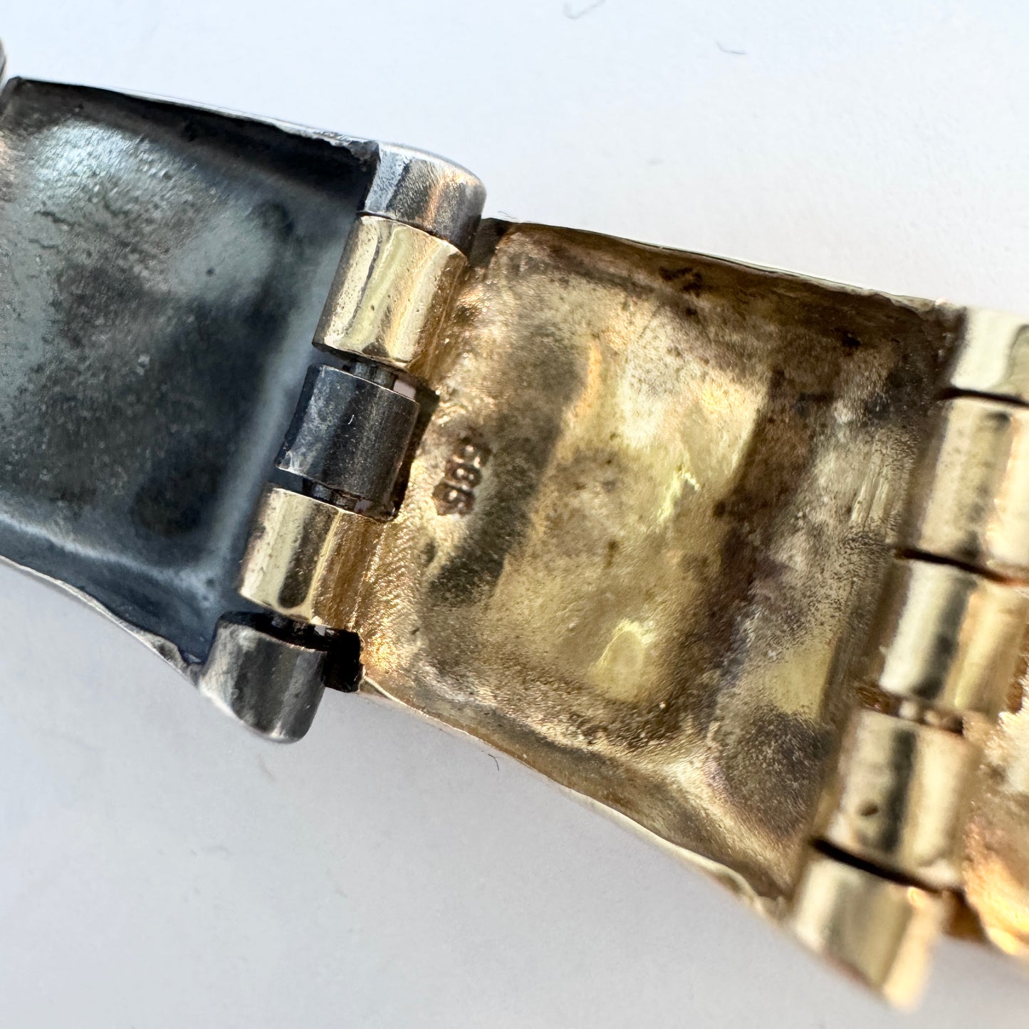 Toftegaard, Denmark. Bold Vintage 14k Gold Sterling Silver Bracelet.