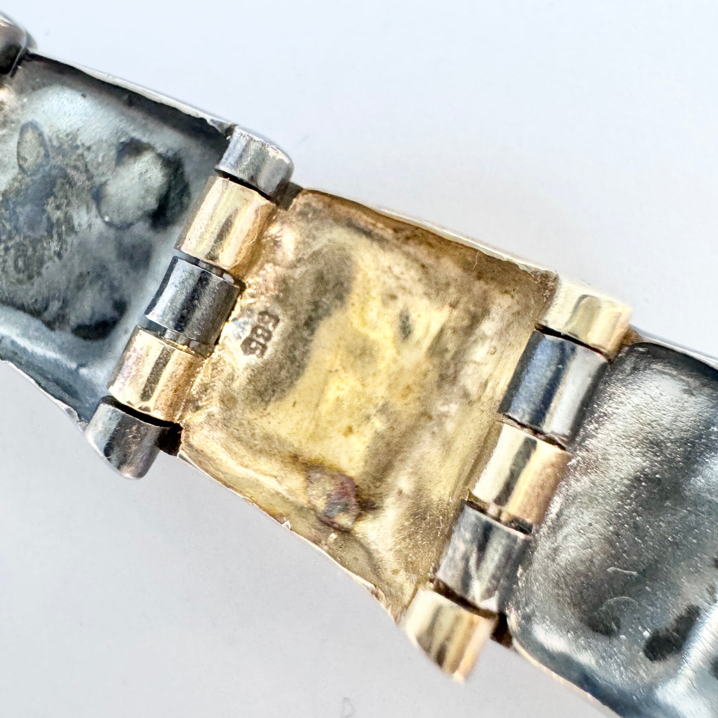 Toftegaard, Denmark. Bold Vintage 14k Gold Sterling Silver Bracelet.