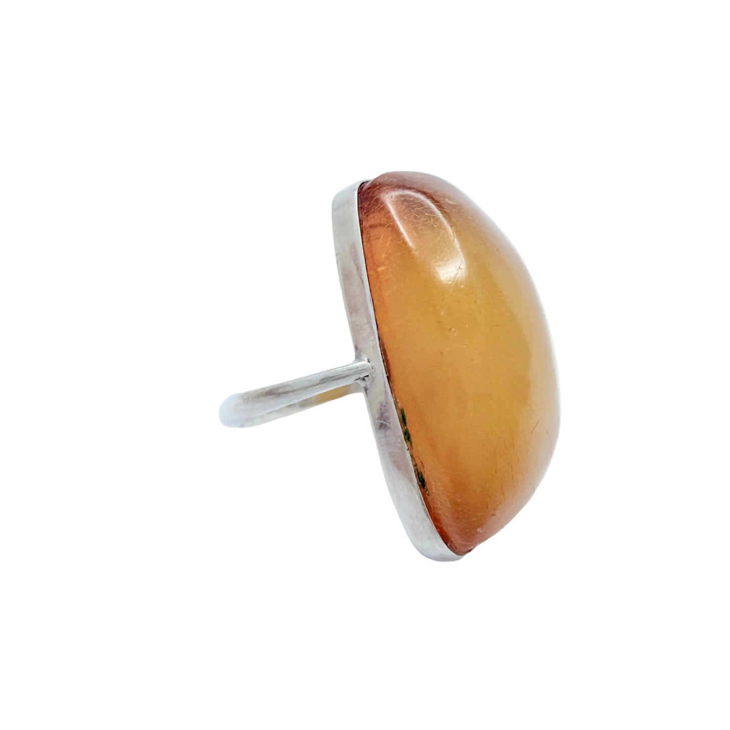USSR, Soviet-era. Vintage Solid 875 Silver Baltic Amber Ring.