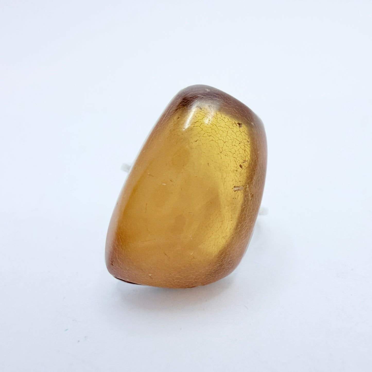 USSR, Soviet-era. Vintage Solid 875 Silver Baltic Amber Ring.