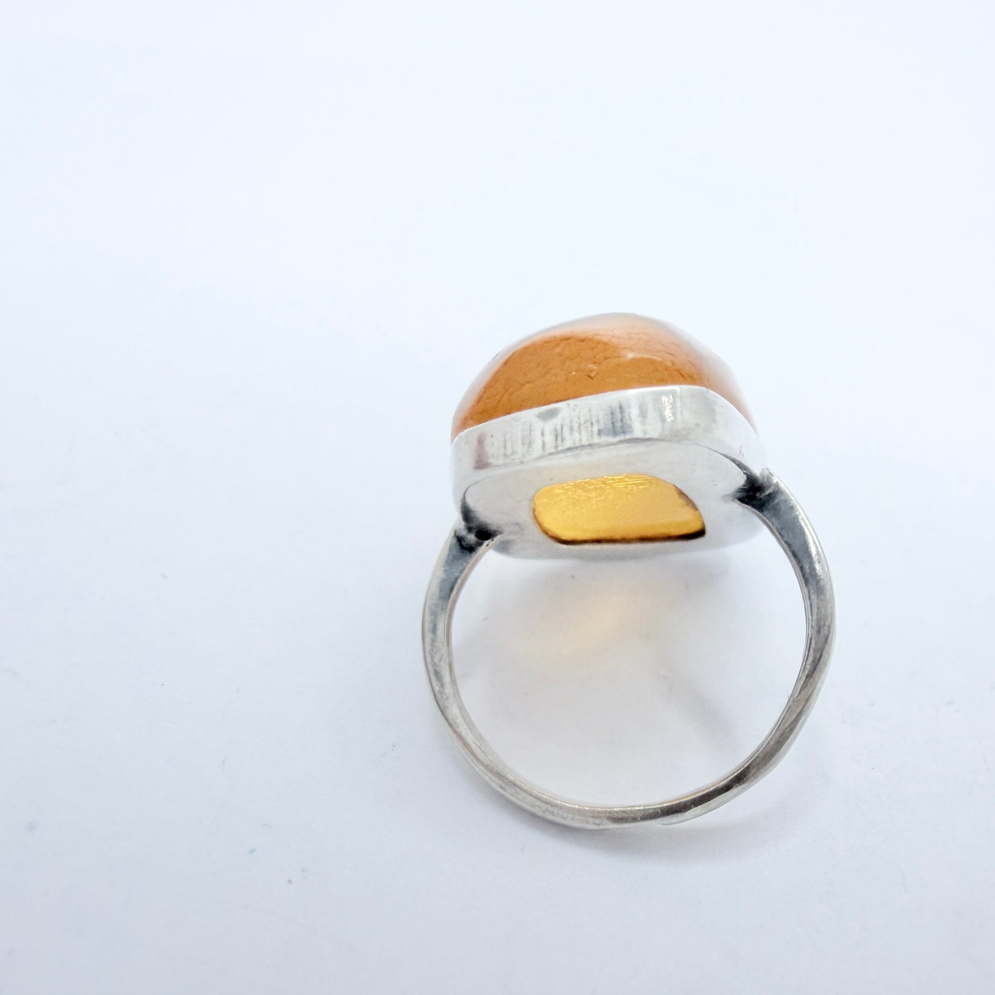 USSR, Soviet-era. Vintage Solid 875 Silver Baltic Amber Ring.
