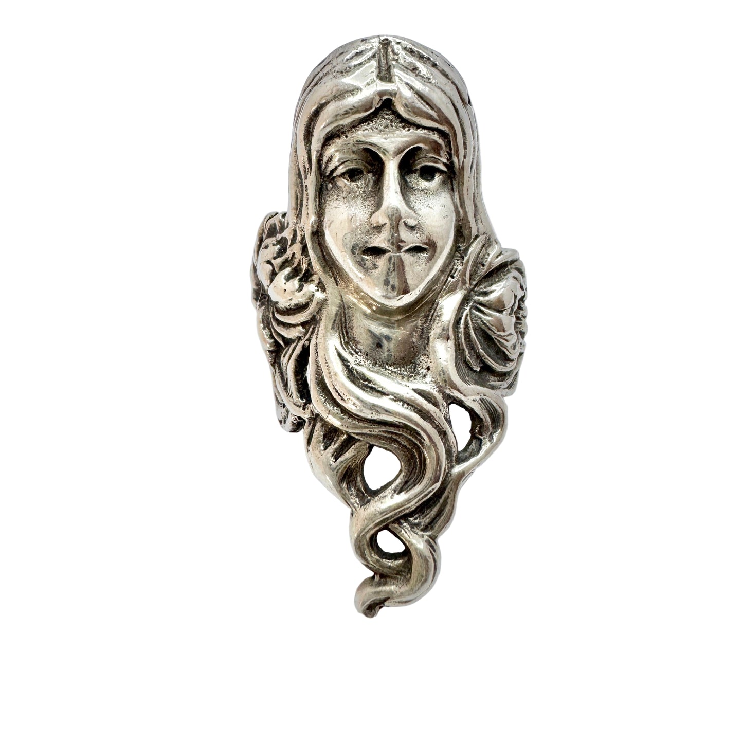Vintage Large Sterling Silver Face Ring.