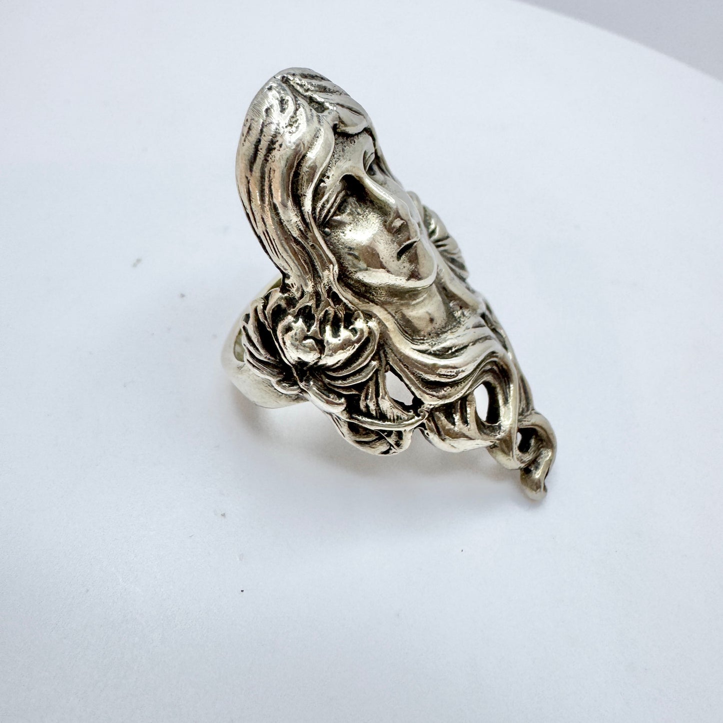 Vintage Large Sterling Silver Face Ring.