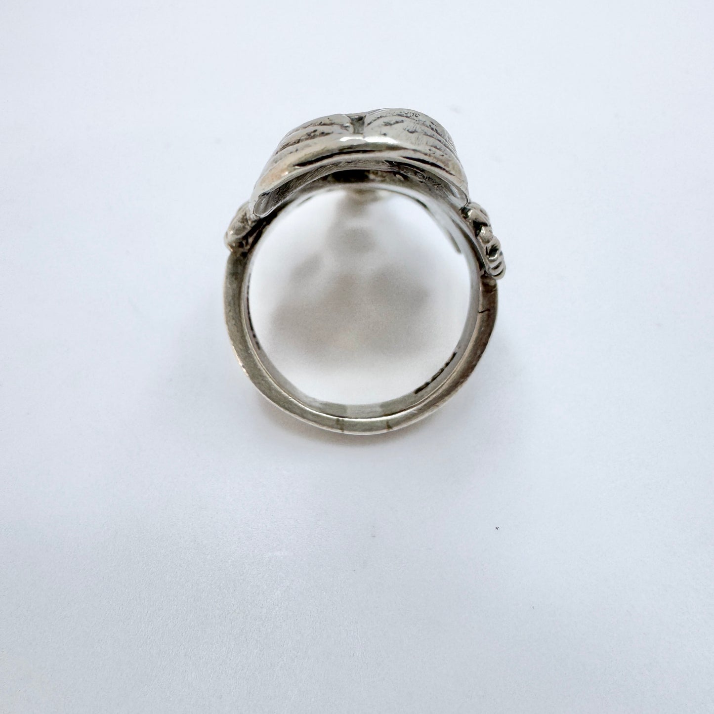 Vintage Large Sterling Silver Face Ring.