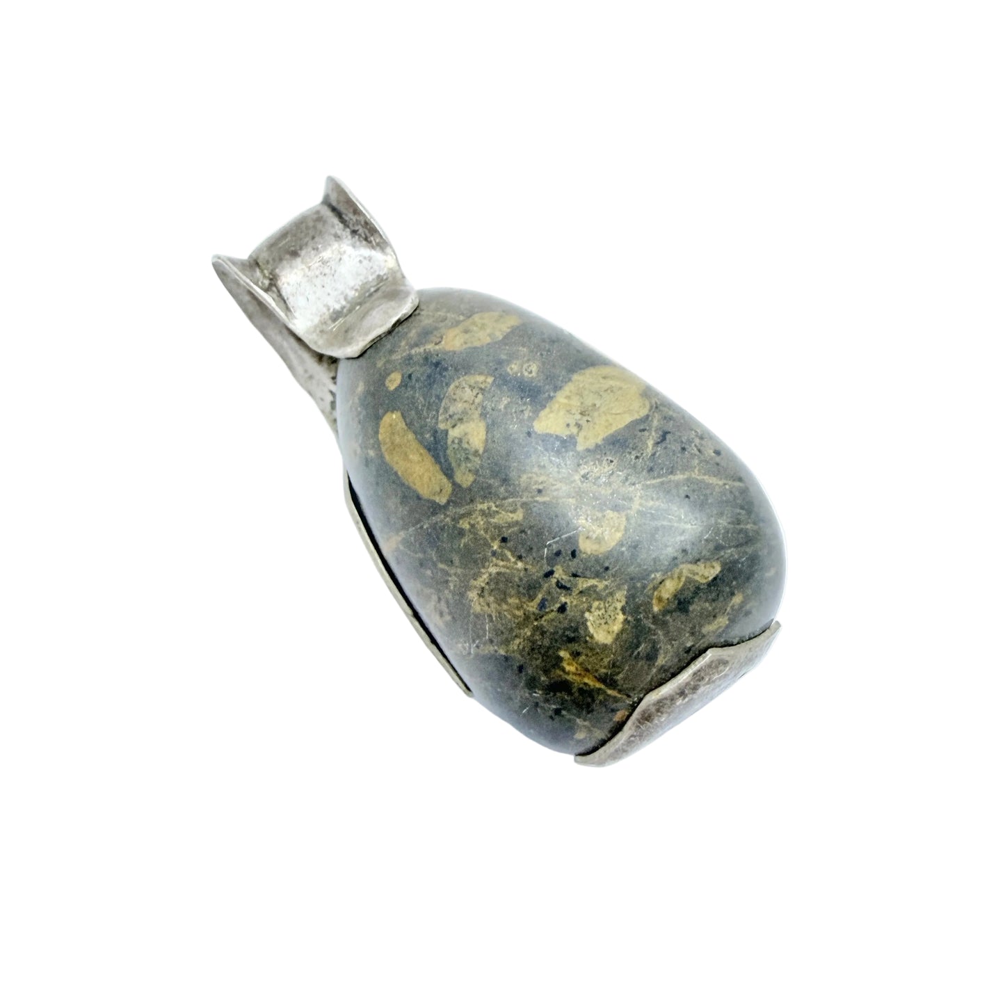 Chunky Vintage Solid Silver Hardstone Pendant