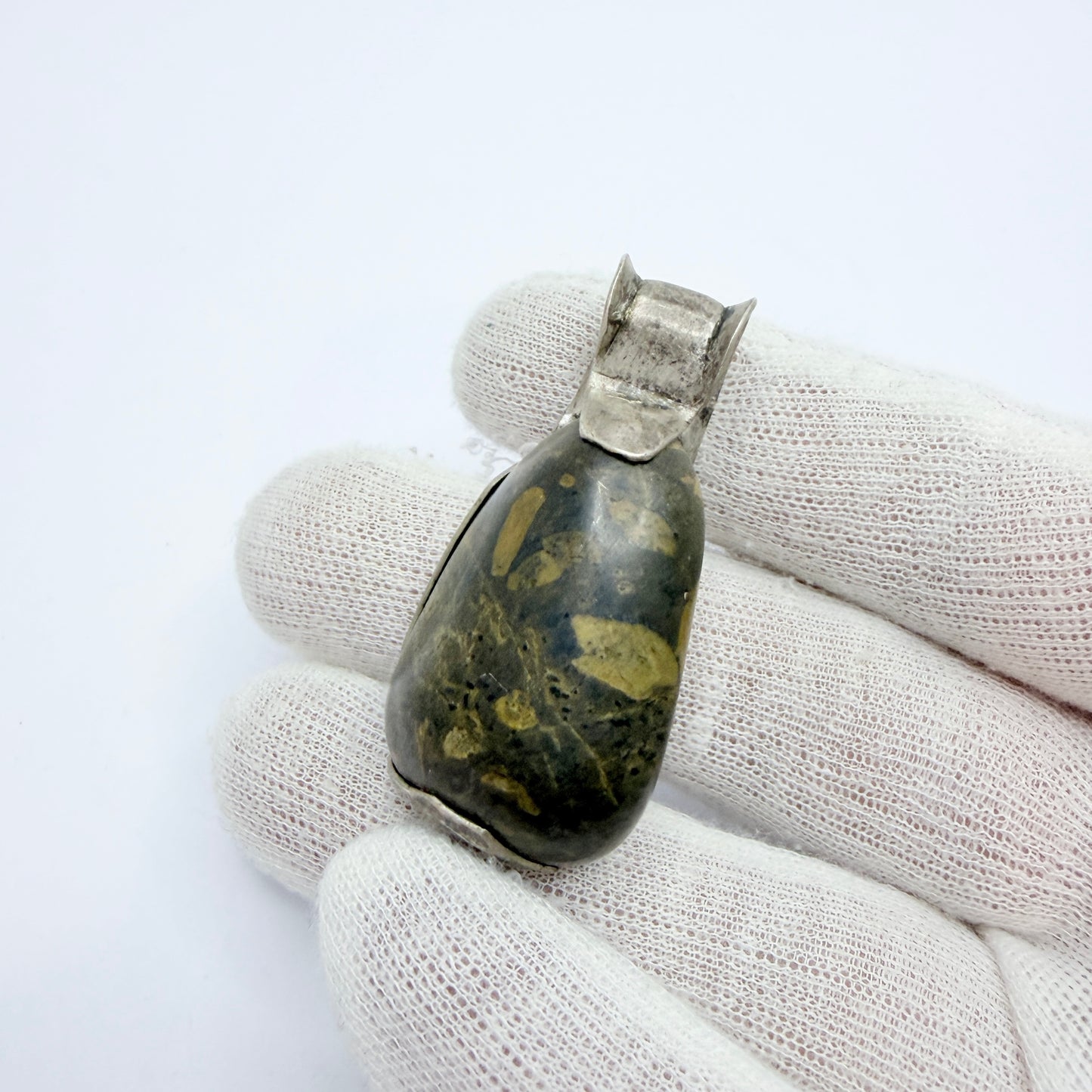 Chunky Vintage Solid Silver Hardstone Pendant
