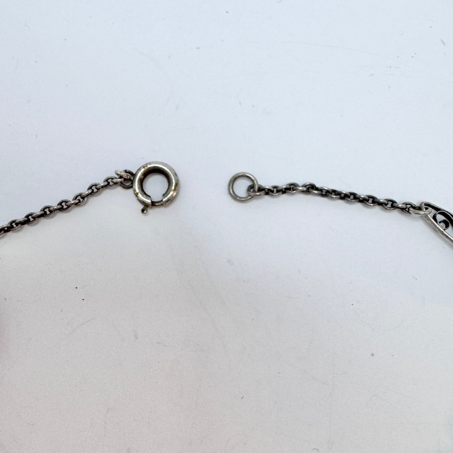 Vintage c 1930s Czech Pink Glass Silver-plated Necklace.