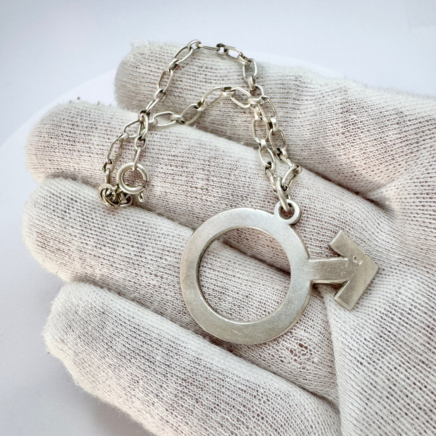Sweden 1974. Vintage Solid Silver Mars Pendant Bracelet.