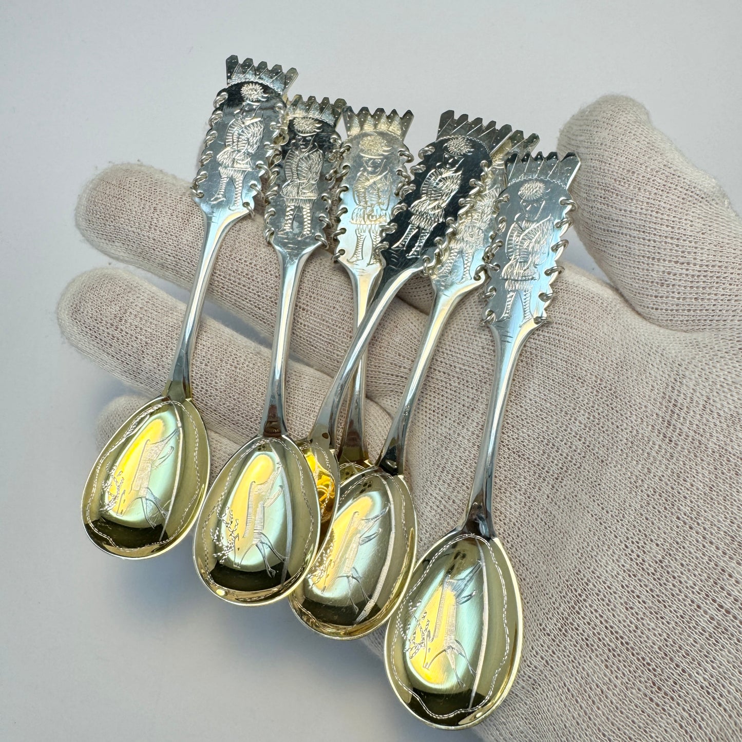 Sweden 1970s. Vintage Sterling Silver Sami Laplander "Fika" Spoons