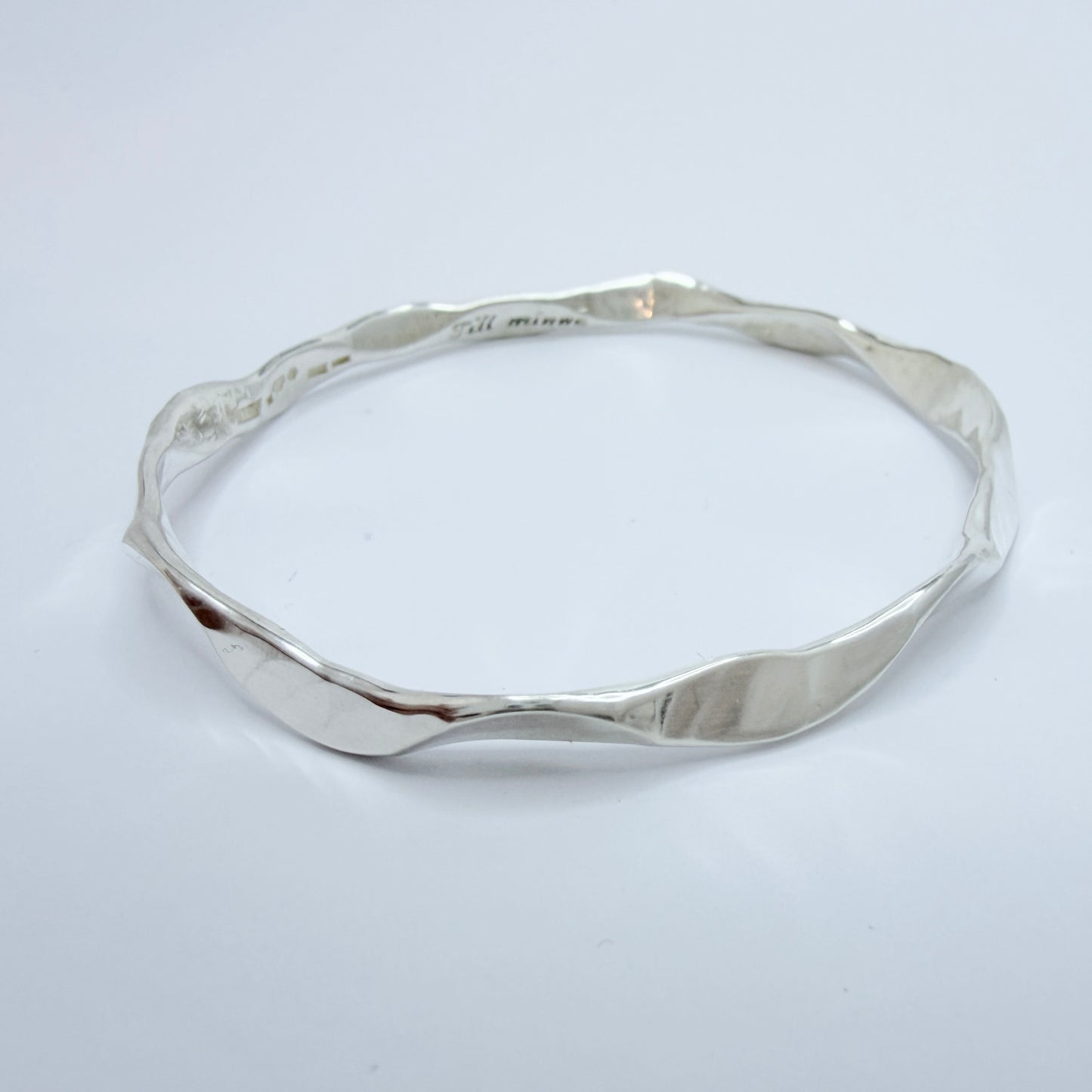 TEBON, Sweden 1986. Vintage Solid Silver Bangle Bracelet.