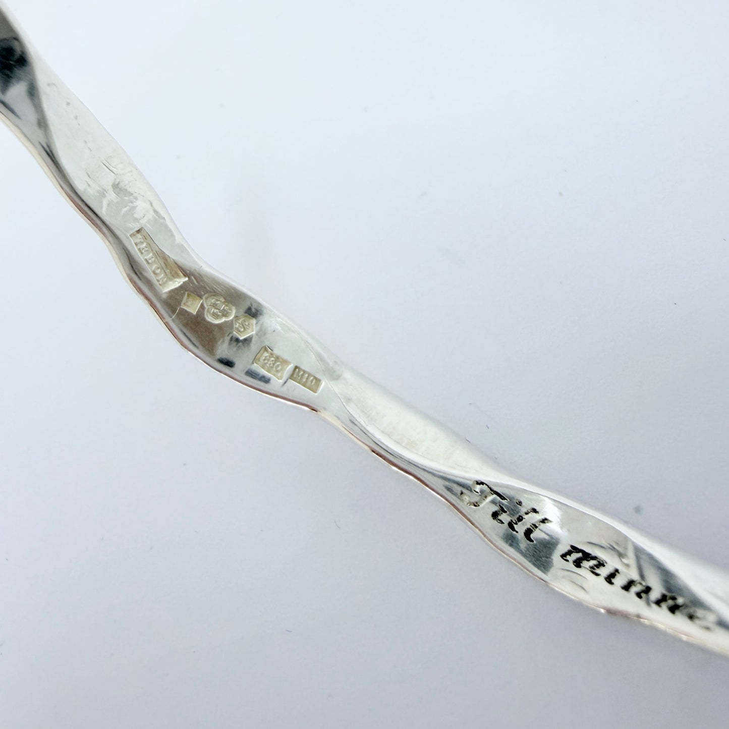 TEBON, Sweden 1986. Vintage Solid Silver Bangle Bracelet.