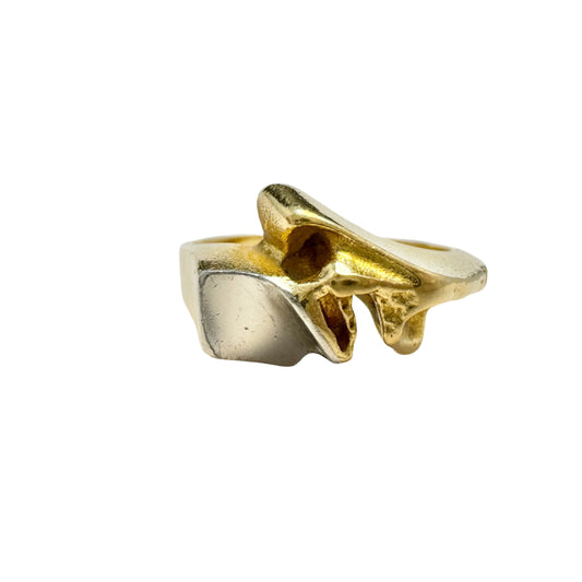 Bjorn Weckstrom for Lapponia, Finland 1992. Vintage 18k Gold Platinum Ring. Design: Episode.