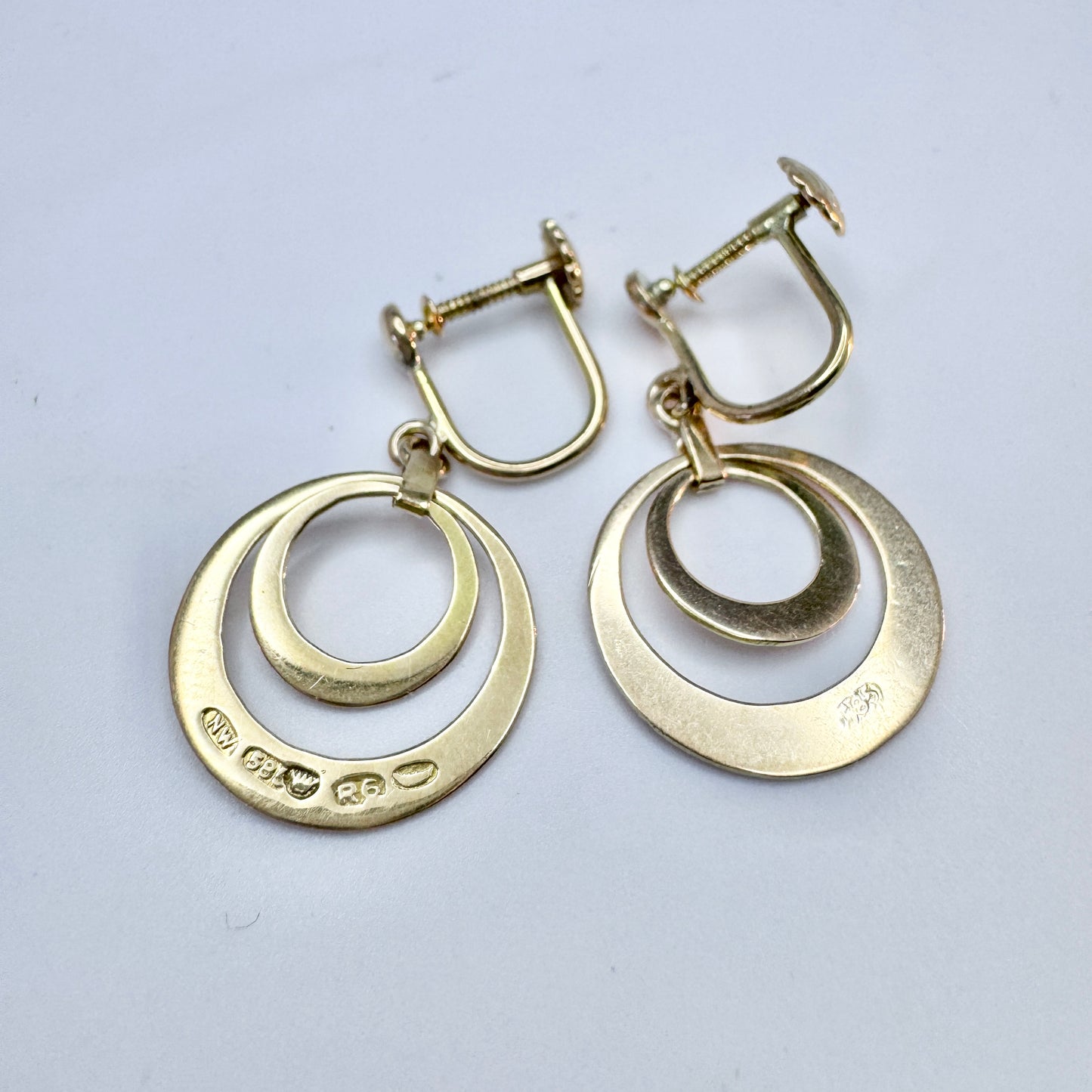 N Westerback, Finland 1946. Vintage 14k Gold Earrings