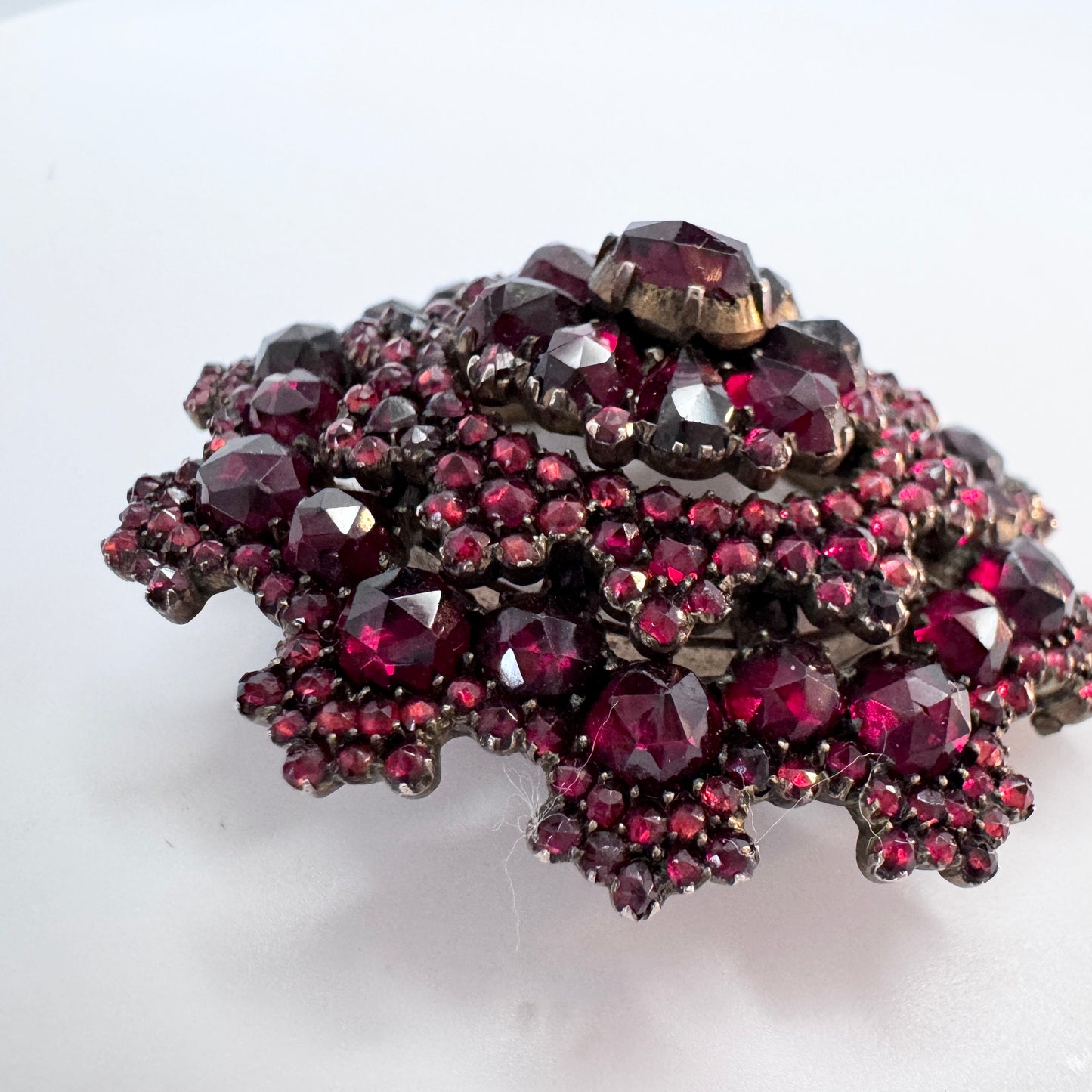 Antique Victorian Bohemian Garnet Gilt Metal Locket Brooch.