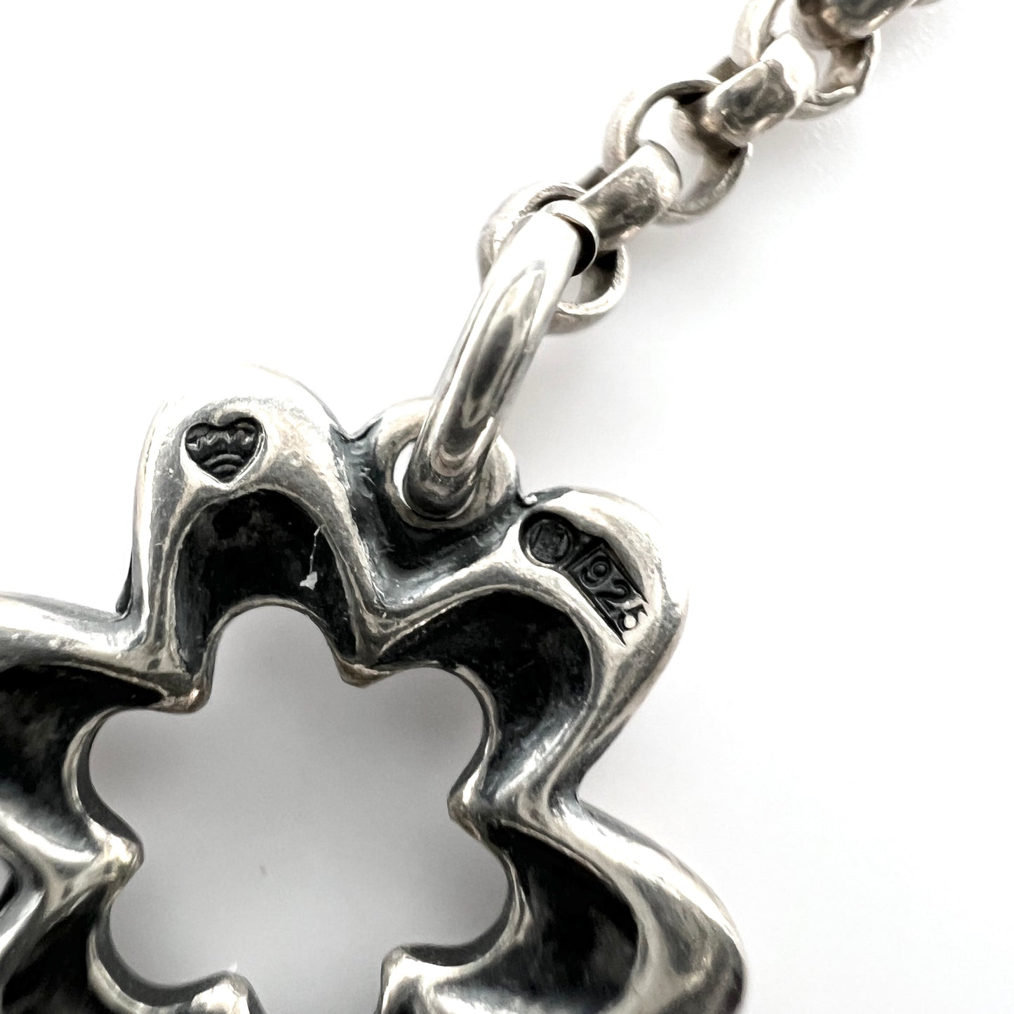 Kalevala Koru, Finland. Vintage 52 inch Sterling Silver Butterfly Necklace. Design: Happy.