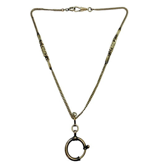 Antique Gold Doublé Yellow Metal Watch Chain in Necklace Length