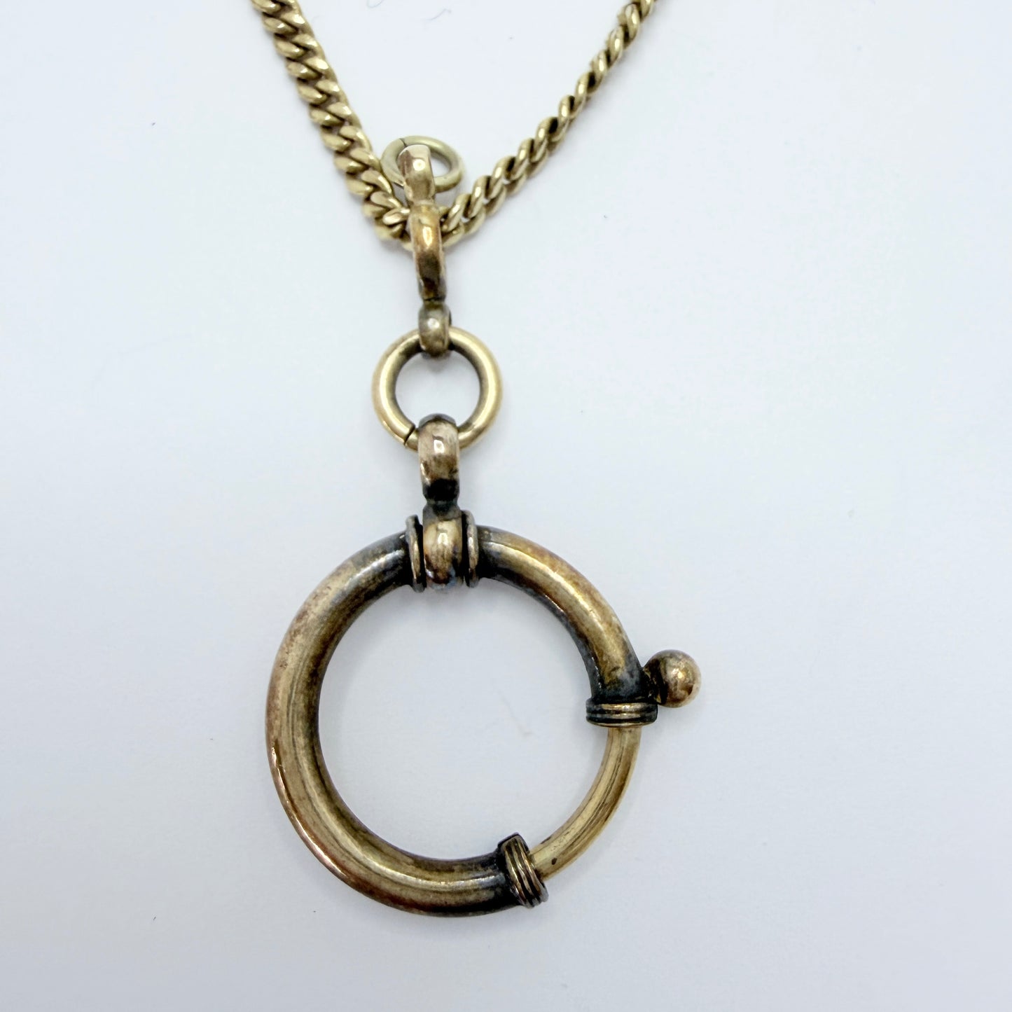 Antique Gold Doublé Yellow Metal Watch Chain in Necklace Length