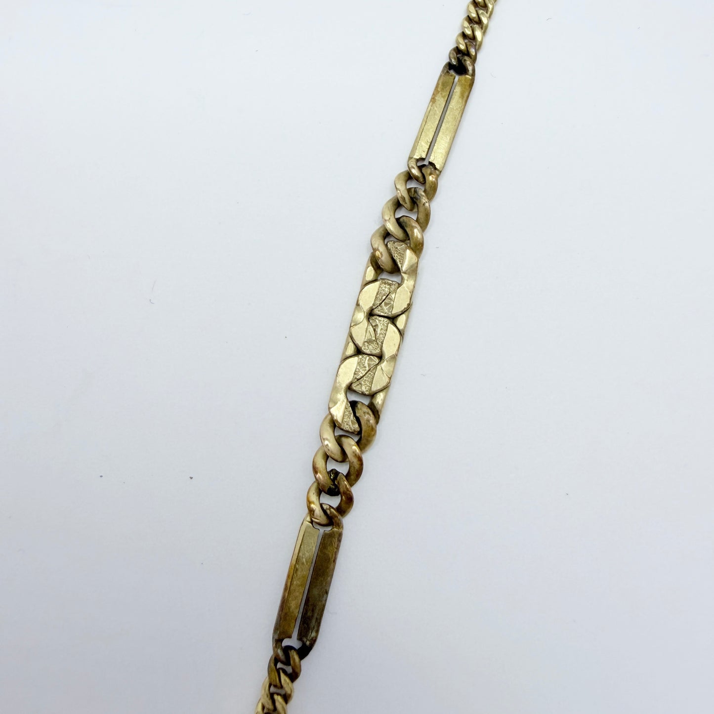 Antique Gold Doublé Yellow Metal Watch Chain in Necklace Length