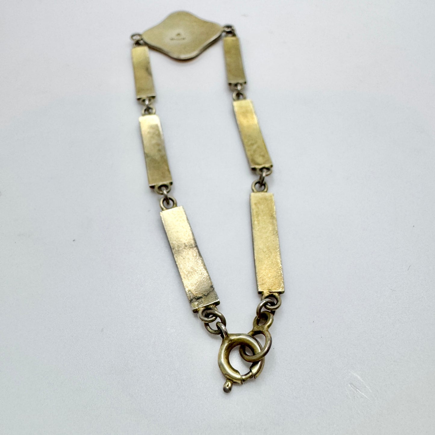 Norsk Filigransfabrikk, Norway 1920s. Art Nouveau Sterling Silver Red Enamel Bracelet.