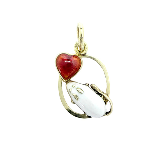 Vintage 14k Gold Enamel Novelty Charm. Maker prob CB.