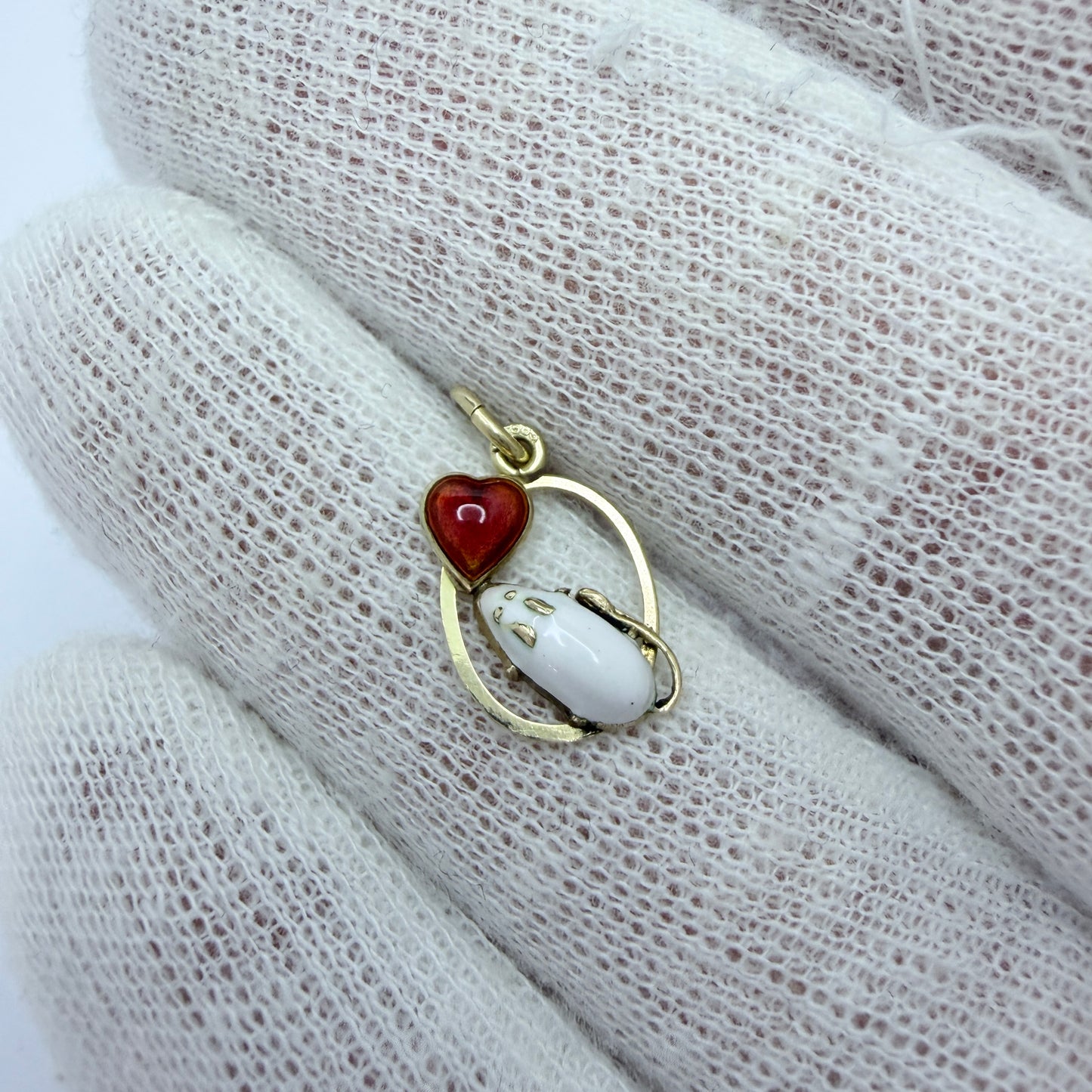 Vintage 14k Gold Enamel Novelty Charm. Maker prob CB.