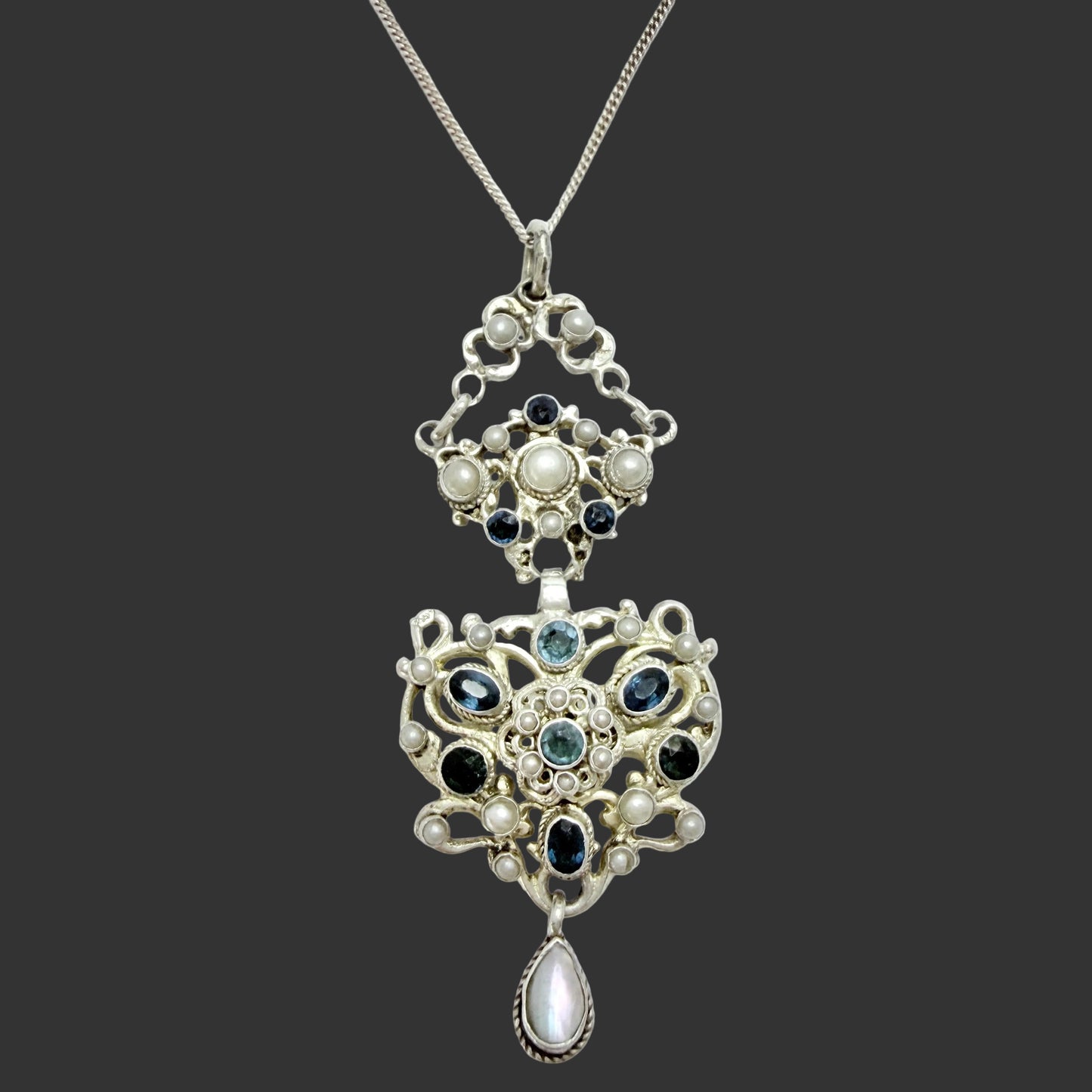 Austria / Hungary early 1900s. Solid Silver Pendant + Chain.