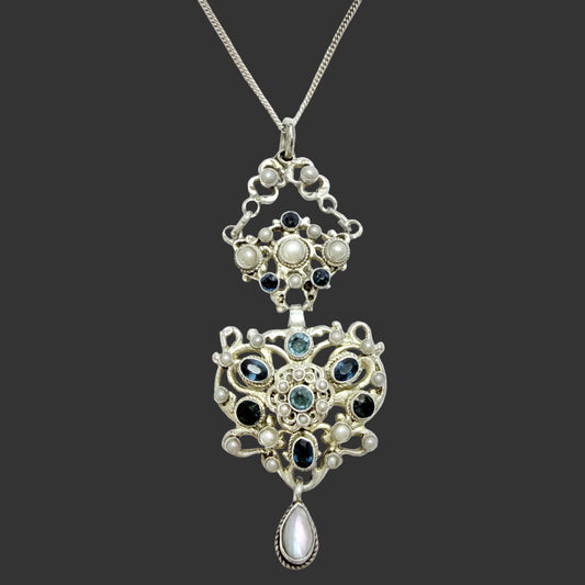 Austria / Hungary early 1900s. Solid Silver Pendant + Chain.