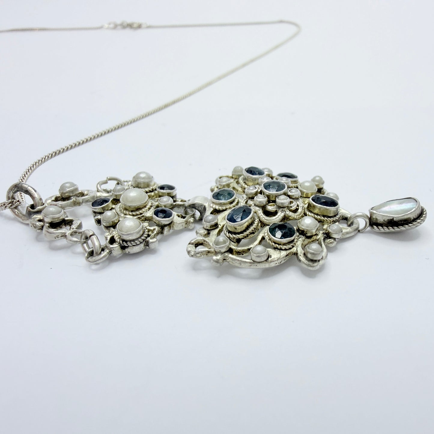 Austria / Hungary early 1900s. Solid Silver Pendant + Chain.