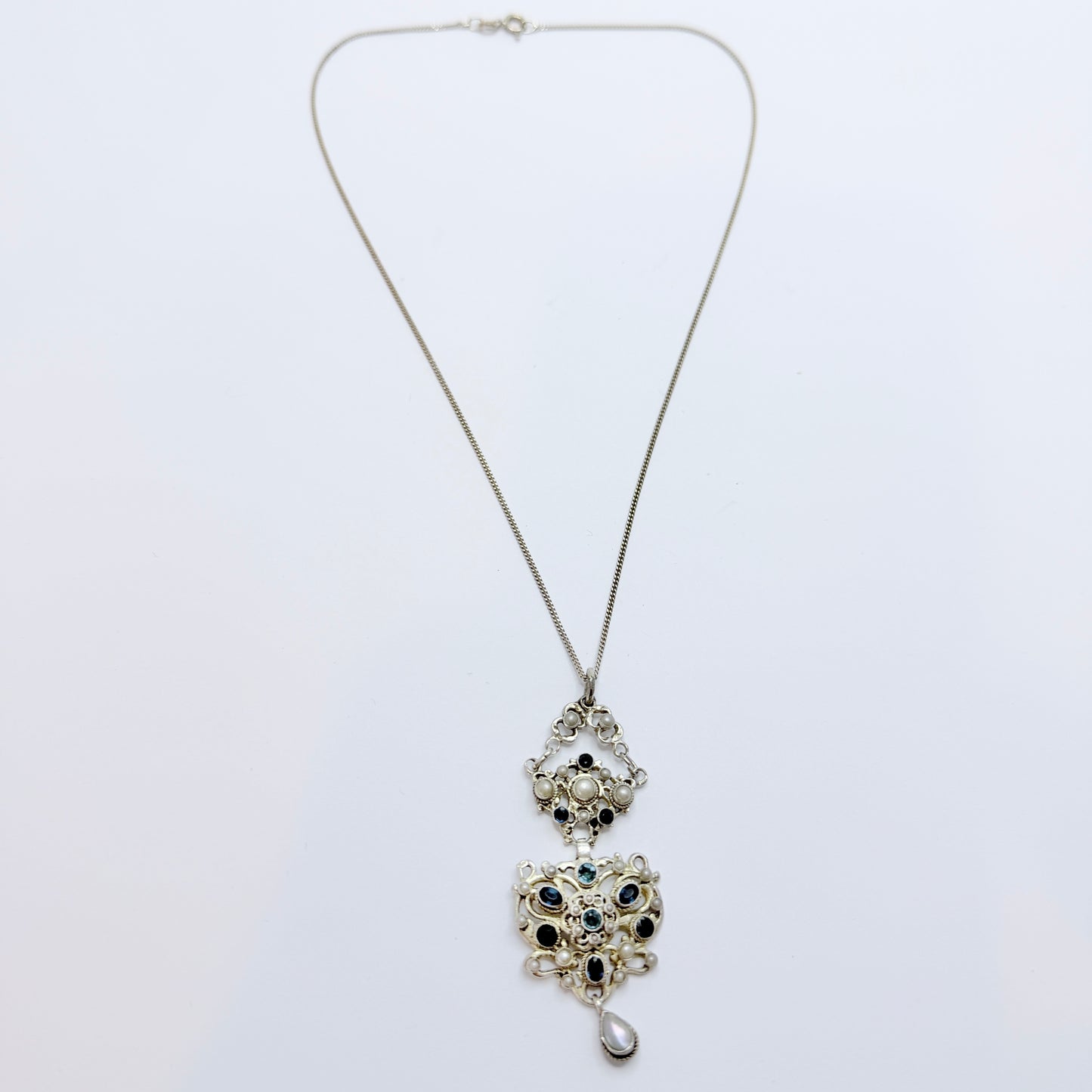 Austria / Hungary early 1900s. Solid Silver Pendant + Chain.