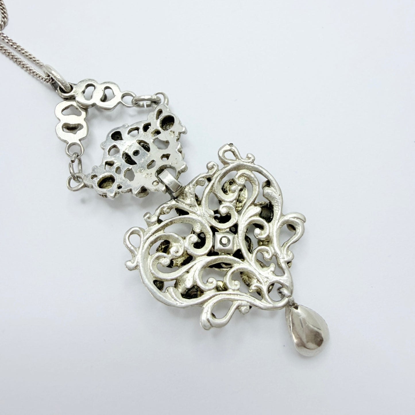 Austria / Hungary early 1900s. Solid Silver Pendant + Chain.