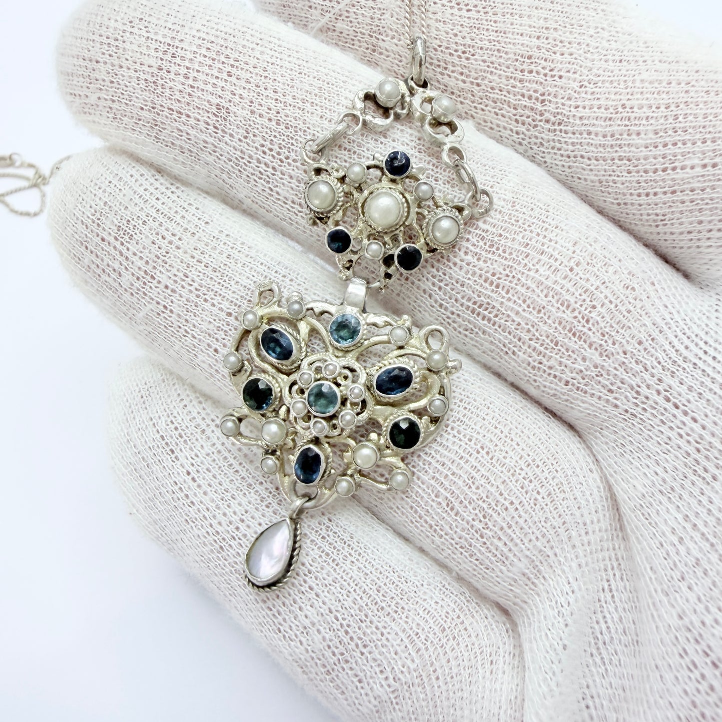 Austria / Hungary early 1900s. Solid Silver Pendant + Chain.