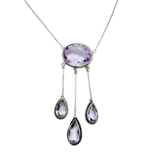 Antique Solid Silver Amethyst Négligée Necklace.