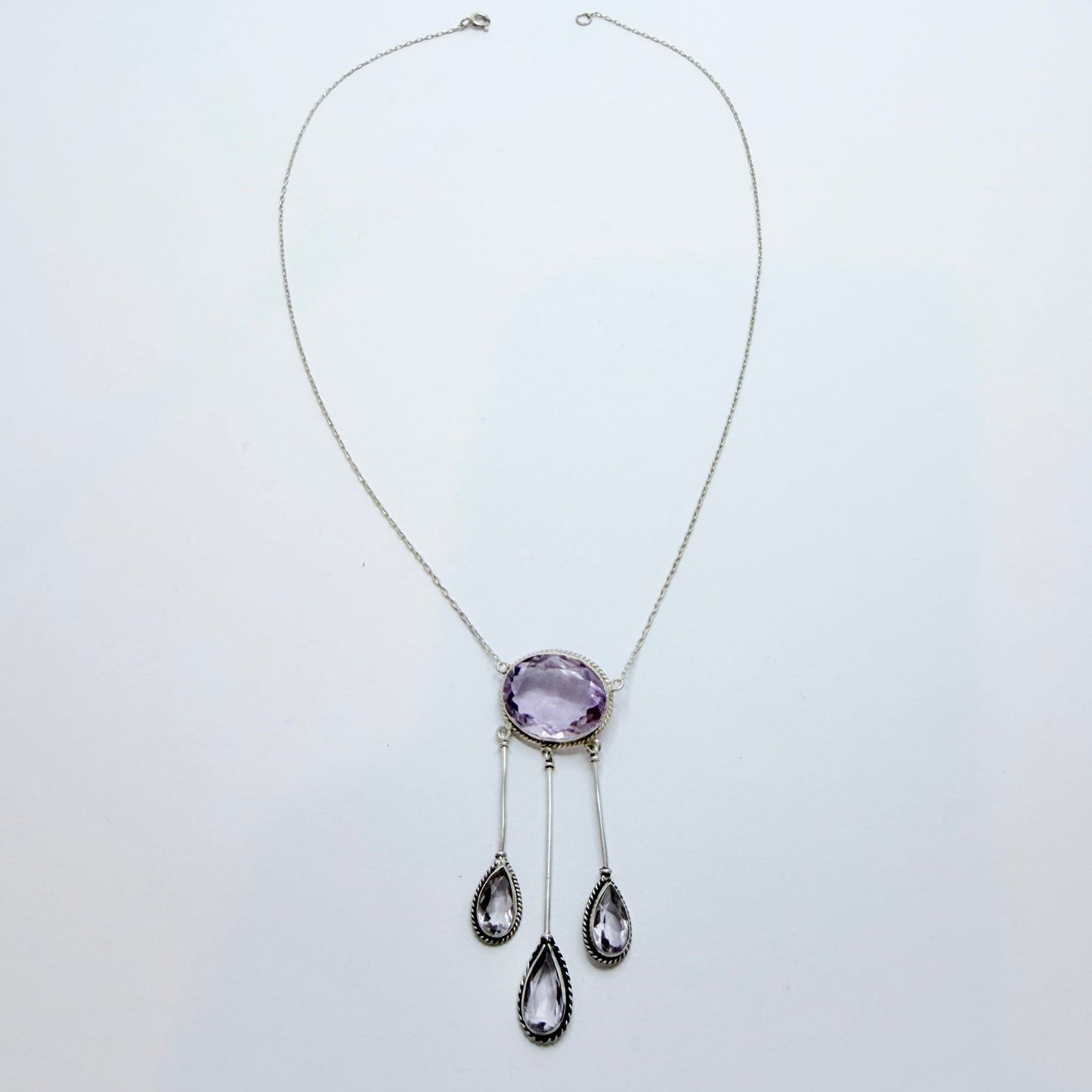 Antique Solid Silver Amethyst Négligée Necklace.