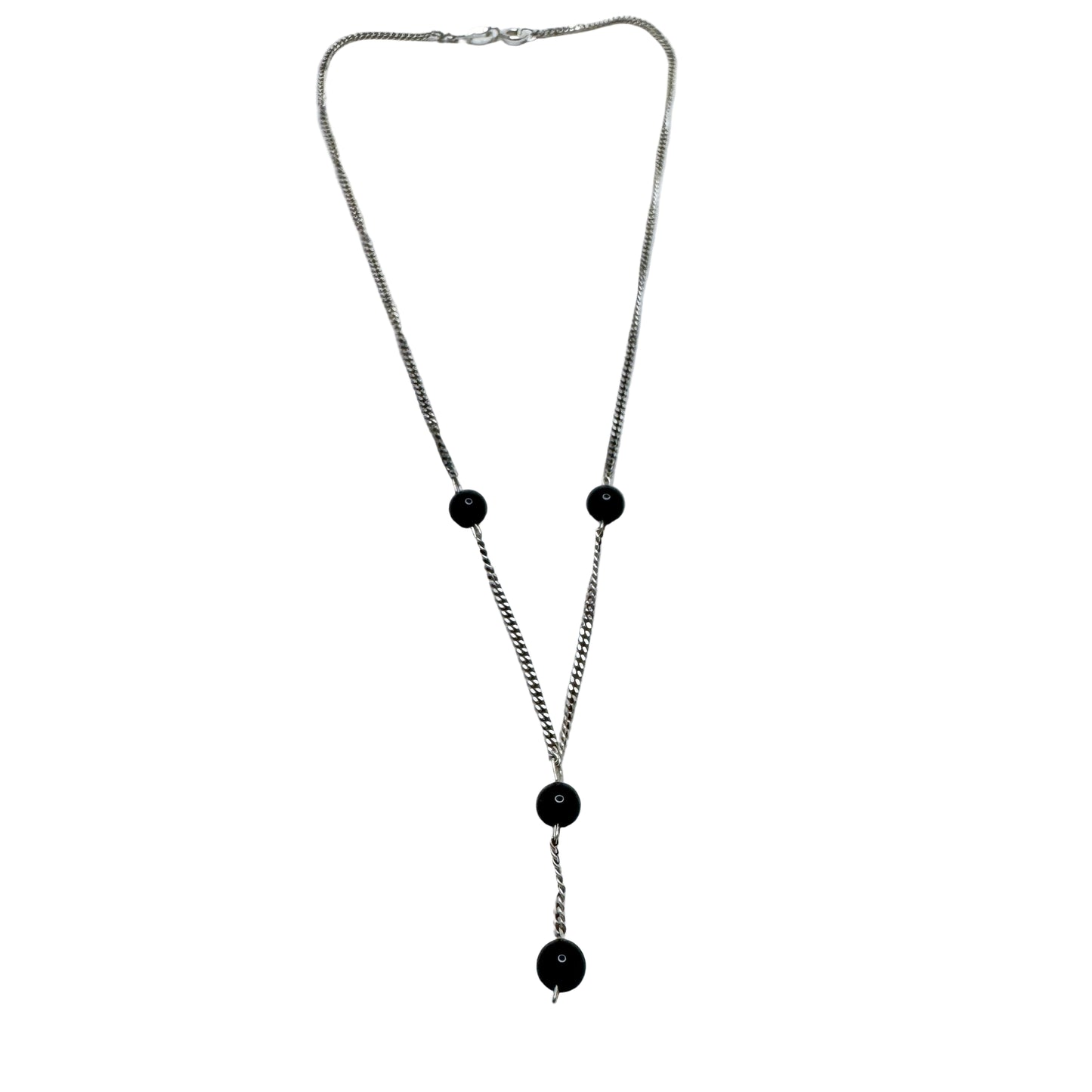 Denmark. Vintage Sterling Silver Onyx Necklace.