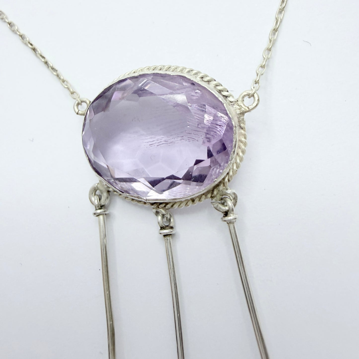 Antique Solid Silver Amethyst Négligée Necklace.