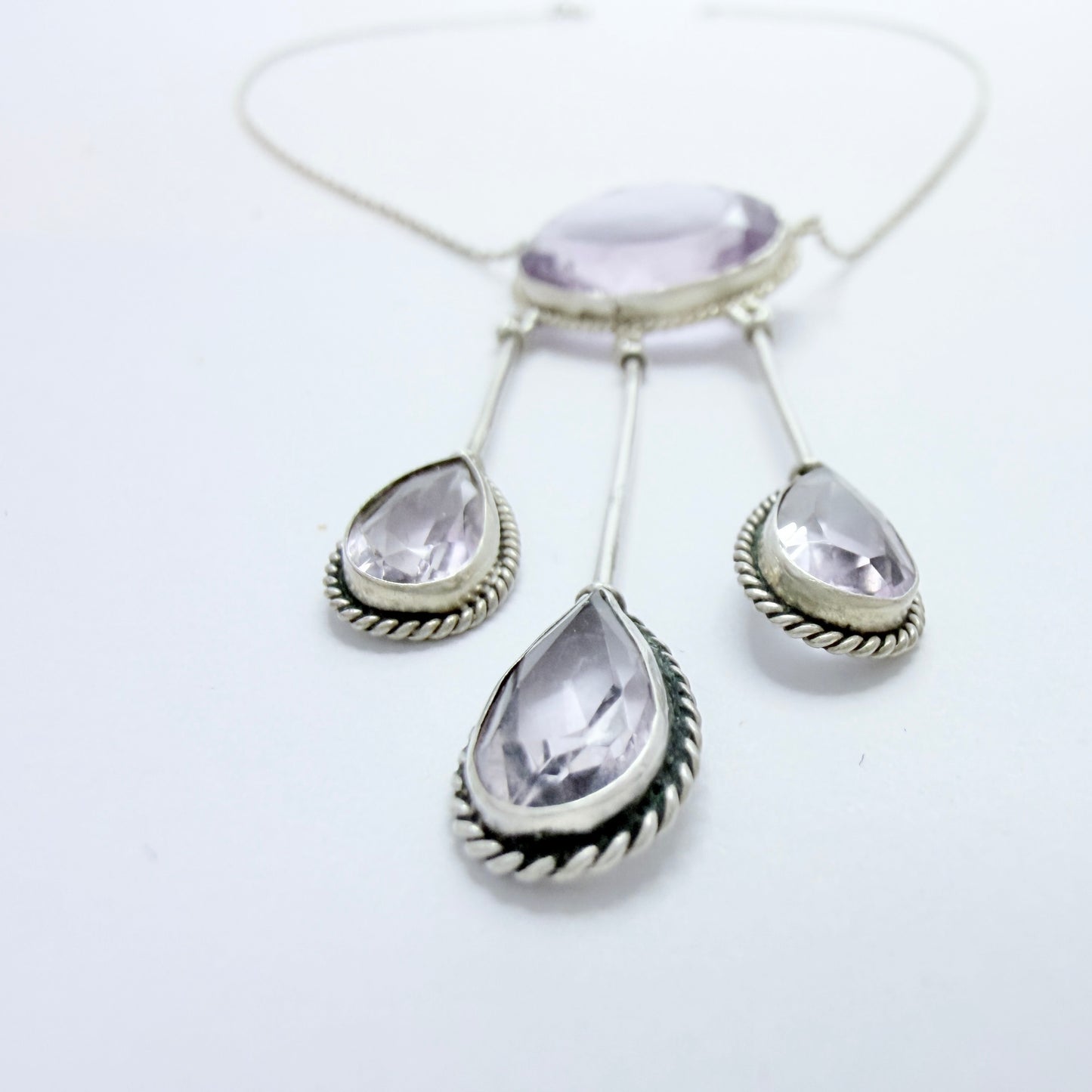 Antique Solid Silver Amethyst Négligée Necklace.