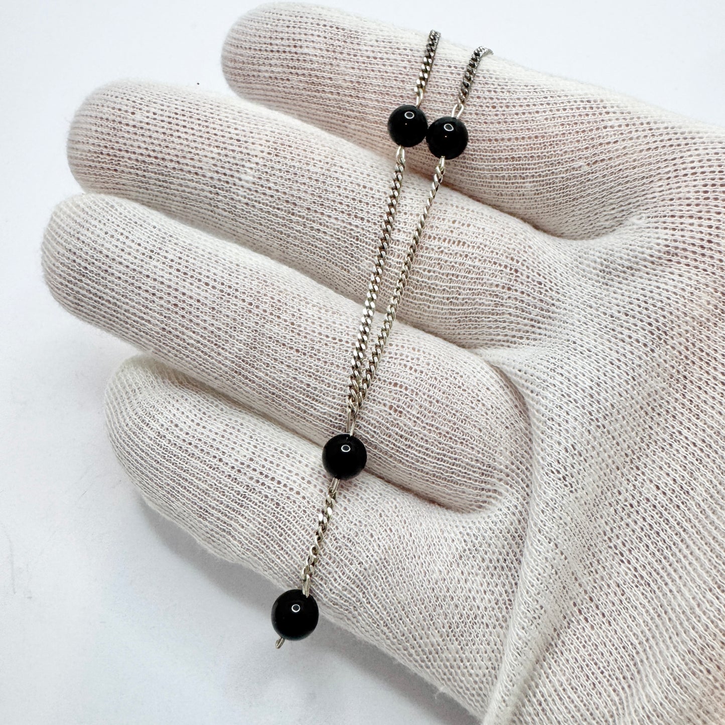 Denmark. Vintage Sterling Silver Onyx Necklace.