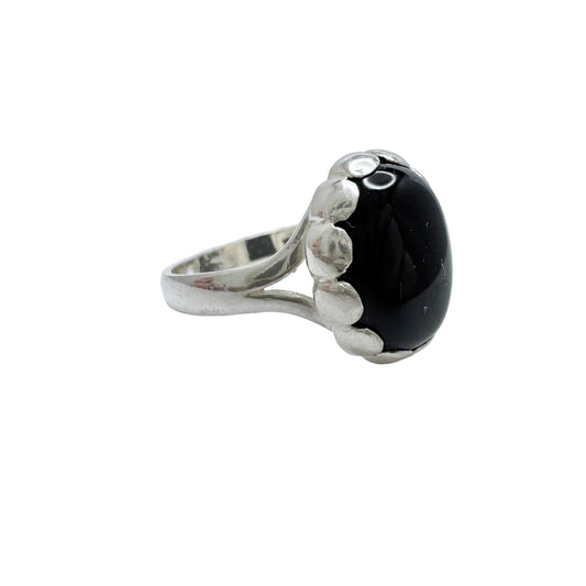 Herman Siersbøl, Denmark ca 1950s. Sterling Silver Onyx Ring.