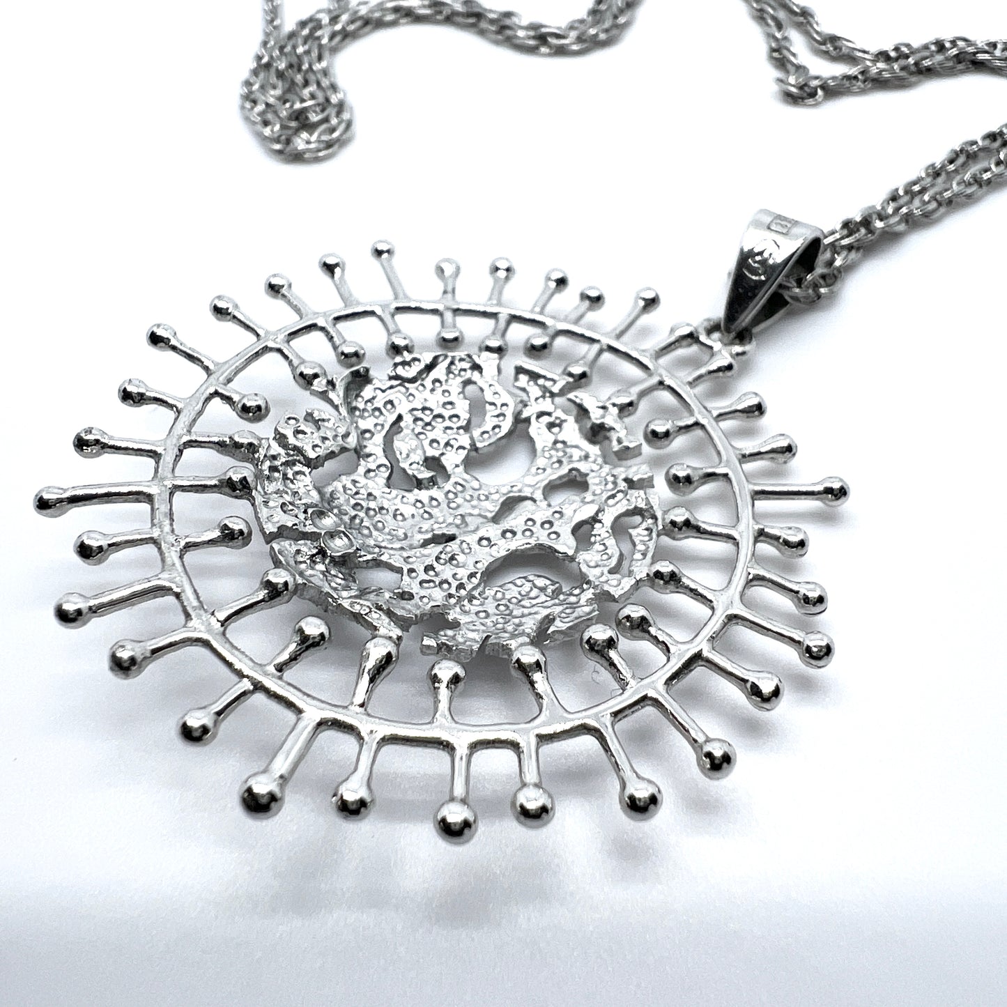 Tapio Wirkkala for Kultakeskus Finland Sterling Pendant Necklace. "Full Moon"